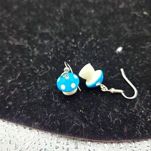 Blue and White Mushroom Earrings